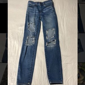 Blue American Eagle Ripped Jeans